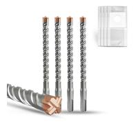 METOTY SDS Plus Hammer Drill Bit 4PC 10mm×110mm, with 4 Carbide Cutting Edges, Head with Coating, Masonry Drill, Hammer Drill, Concrete Drill, for Stone, Concrete, Natural Stone, Brick Wall