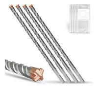 METOTY SDS Plus Hammer Drill Bit 4PC 10mm×260mm, with 4 Carbide Cutting Edges, Head with Coating, Masonry Drill, Hammer Drill, Concrete Drill, for Stone, Concrete, Natural Stone, Brick Wall