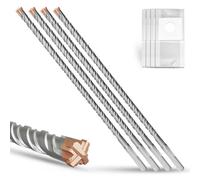 METOTY SDS Plus Hammer Drill Bit 4PC 10mm×310mm, with 4 Carbide Cutting Edges, Head with Coating, Masonry Drill, Hammer Drill, Concrete Drill, for Stone, Concrete, Natural Stone, Brick Wall
