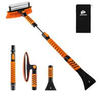 METOWARE 42.2’’ Extendable Ice Scraper and Snow Brush for Car Windshield with Ergonomic Foam Grip and 360° Pivoting Brush Head for Car SUV Truck
