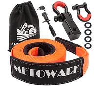 METOWARE Heavy Duty Tow Strap Recovery Kit - 3" x 20ft(35,000lbs) Tree Saver Winch Strap + 3/4" D Ring Shackles(2pcs) +2" Shackle Hitch Receiver + 5/8 Locking Pin + Storage Bag - Truck SUV ATV