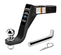 METOWARE Trailer Hitch Ball Mount with 2-Inch Ball & 5/8" Hitch Pin Clip, Fits 2-Inch Receiver, 7500 lbs Capacity Ball Hitch, 8-Inch Drop, Black