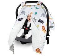 Metplus 2 in 1 Baby Car Seat Cover, Car Seat Canopy for Babies, Mom Multiuse Nursing Cover, Minky Baby Carrier Covers, Newborn Boy Girl, Peekaboo Opening