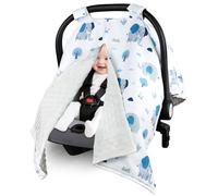 Metplus 2 in 1 Baby Car Seat Cover, Car Seat Canopy for Babies, Mom Multiuse Nursing Cover, Minky Baby Carrier Covers, Newborn Boy Girl, Peekaboo Opening