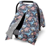 Metplus 2 in 1 Dinosaur Baby Car Seat Cover, Car Seat Canopy for Babies, Mom Multiuse Nursing Cover, Minky Baby Carrier Covers, Newborn Boy Girl, Peekaboo Opening
