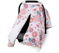 Metplus 2 in 1 Flowers Baby Car Seat Cover, Car Seat Canopy for Babies, Mom Multiuse Nursing Cover, Minky Baby Carrier Covers, Newborn Boy Girl, Peekaboo Opening