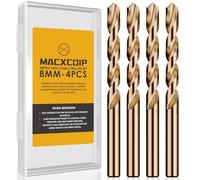 Metric 4Pcs M35 Cobalt Drill Bit Set, 8mm HSS Cobalt Jobber Drill Bits, for Hardened Metals, Stainless Steel, Cast Iron and Wooden Plastics