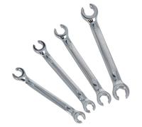Metric 6PT Open Ended Flare Nut Wrench Spanner Set 9 - 17mm Brake Pipe 4pc