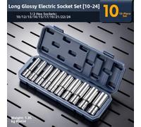 Metric for Impact Socket Set 22 Piece Deep Shallow Chromium Steel High Torque Tools for Mechanic Work 8mm to 22mm(Glossy)