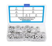 Metric Hex Flange Nuts Set 150pcs 304 Stainless Steel Serrated Hex Lock Nuts M3/4/5/6/8/10/12 for Construction and Mechanical Tasks