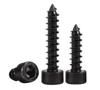 Metric Hex Socket Self-Tapping Screws, SS304 Whitewashed, Grade 8.8 Carbon Steel Cheese Head Hexagonal Screws for Metal & Wood, Grade 8.8 Black Zinc, M5 x 25mm (20Pcs)