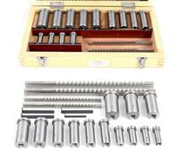 Metric Keyway Broach Set - 22-Piece Complete Kit with Broaches, Bushings & Gaskets for Industrial Metalworking