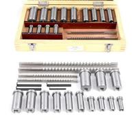 Metric Keyway Broach Set, 22-Piece Industrial Broaching Tools in Fitted Box, Keyway Sizes B-4mm, B-5mm for Lathe and Broaching Cutter Applications