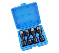 Metric Lug Nut Socket Set | Four 17 19 21 22 Mm Sizes, Elongated Profile, 1 / 2-Inch Square Drive for Recessed Wheel Service During Routine