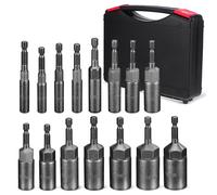 Metric Nut Driver Set for Electric Drills, 80mm Deep | Chrome Vanadium Steel, 6 Point Design, 1/4 Drive Shank, Silver Finish, Recessed Fasteners