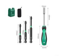 Metric Nut Driver Set with Hollow Shafts for Hex Socket Screws - Chrome-Vanadium Steel, Nickel-Plated, Mirror-Polished, 50/65/70/90mm Bit Lengths, DIY &(6PCS)