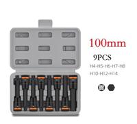 Metric Socket Adapter Set for Drivers - 8 or 9 Pc Chrome Vanadium Hex Bit Sockets, 1/2" Drive, Induction Hardened, 55 mm / 100 mm, to (8PCS 100mm)