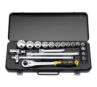 Draper 15356 Elora Metric Socket Set, 1/2" Square Drive, 40.4cm x 17cm x 5.4cm, 19 Pcs