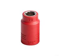 Metric Socket Set 3/8 1000V for vde Certified Metric Socket Set(10mm) | 1000V protection, Cr-V steel core, anti-slip hex interface, red insulation, electrical safety
