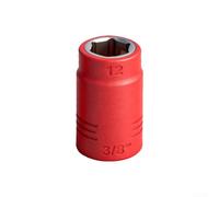 Metric Socket Set 3/8 1000V for vde Certified Metric Socket Set(12mm) | 1000V protection, Cr-V steel core, anti-slip hex interface, red insulation, electrical safety