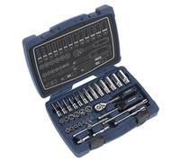 Metric Socket Set 33pc 1/4"D 6pt WallDrive Deep And Standard Sealey AK8990