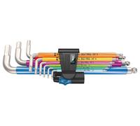 Metric Stainless Steel MultiColour Ball End Hex Key Set Holding Function 9 Piece