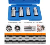 Metric Stud Removal Tool, 4 Pieces Stud Extractor Broken Studs Puller Set 6,8,10,12 mm,12.5mm Square Drive Sturdy Portable Nut Removal Socket for Removing Trapped and Broken Bolts (Blue)