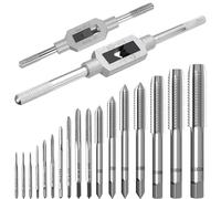 Metric Tap Set 19Pcs, Tap and Die Set, Hand Screw Thread Taps Set, Mini Metric Plug Tap Screw Tap Drill Tap Drill Set Tapping Tool M1-M3.5 M4 M5 M6 M8 M10 M12 with 2 Adjustable Tap Wrench Tool