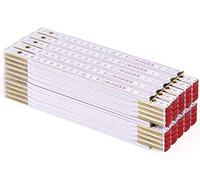 Metrie PERFEKT Wooden Folding Ruler/Pack of 10 Folding Meters | 2 Metre Folding Ruler with Duplex Scale - White, Made in EU.