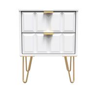 Metro 2 Drawer Bedside Cabinet (Ready Assembled) Ready Assembled 2 U White Small