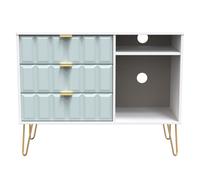 Metro 3 Drawer TV Unit (Ready Assembled) Ready Assembled 2 U Duck Egg Blue One Size