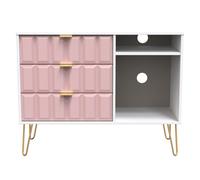 Metro 3 Drawer TV Unit (Ready Assembled) Ready Assembled 2 U Dusty Pink One Size