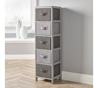 Metro 5 Fabric Drawer Storage Chest Unit Grey Fully Assembled