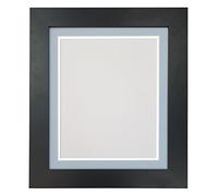 Metro Black Photo Picture Poster Frame with Double Blue on White Mount 14 x 11 for Image Size 10 x 8 inch