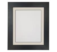 Metro Black Photo Picture Poster Frame with Double Light Grey on Dark Grey Mount A4 for Image Size 9 x 6 inch