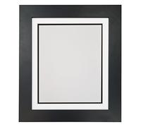 Metro Black Photo Picture Poster Frame with Double White on Black Mount 6 x 4 for Image Size 4 x 3 inch