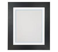 Metro Black Photo Picture Poster Frame with Double White on Blue Mount A1 for Image Size A2