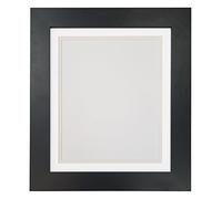 Metro Black Photo Picture Poster Frame with Double White on Ivory Mount 20 x 16 for Image Size 16 x 12 inch