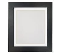 Metro Black Photo Picture Poster Frame with Double White on Light Grey Mount 50 x 70 cm for Image Size A2