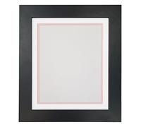 Metro Black Photo Picture Poster Frame with Double White on Pink Mount 14 x 11 inch for Image Size A4