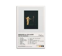 Metro Boomin Poster Heroes & Villains Album Tracklist Posters Vintage Wall Art Canvas Aesthetic Poster Music And Movies Decorative Painting for Living Room Bed Room 16x24inch(40x60cm) Unframe-style