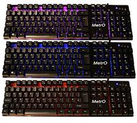 Metro Comet 3 Colour LED Backlit Keyboard USB Wired Mechanical Style and Feel Quiet Gaming