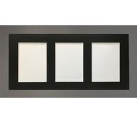 Metro Dark Grey Picture Photo Frame with Black 7 x 5 Inch Three Aperture Long Mount