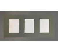 Metro Dark Grey Picture Photo Frame with Dark Grey 7 x 5 Inch Three Aperture Long Mount