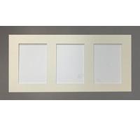 Metro Dark Grey Picture Photo Frame with Ivory 7 x 5 Inch Three Aperture Long Mount