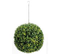 Metro Garden 18cm Variegated Topiary Ball, Artificial Outdoor Plants Hanging Topiary, Green