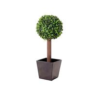 Metro Garden Artificial Boxwood Topiary Ball Tree in Black Resin Pot, 42cm (1.5ft) Tabletop Tree by Floralcraft Buxus Hedge Ball for Indoor and Outdoor Decor