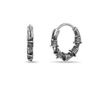Metro Jewelry Barbed Wire Hoop Earrings for Men and Women - Stainless Steel Earrings - Unisex Hinged Hoops - Vintage Inspired Jewelry