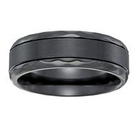 Metro Jewelry Black Zirconium Contemporary Band Ring for Men - 8 MM Wide - Size 9 to 11, Metal