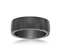 Metro Jewelry Black Zirconium Minimalist Band Ring for Men - 8 MM Width - Size 8 to 11, Metal, No Gemstone